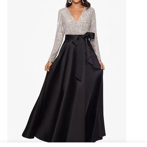 Xscape Gold and Black Evening Gown